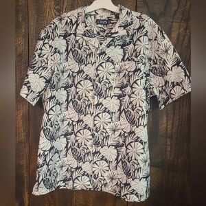 Chaps Ralph Lauren Monochrome Tropical Black white Hawaiian XL Men's Shirt